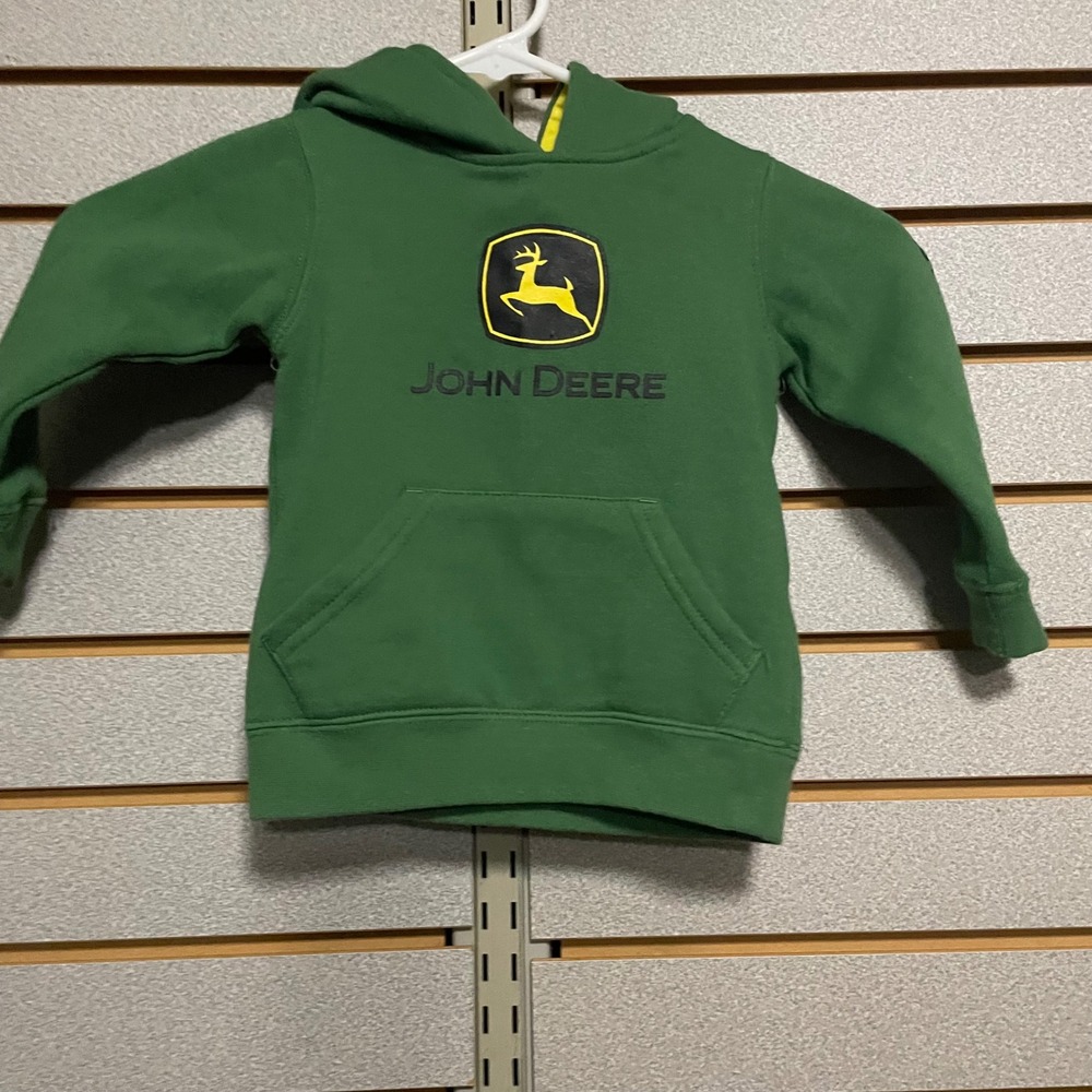 Toddler Boys John Deere Green Hoodie Long Sleeve Pullover Pocket 18 M Farm Kid